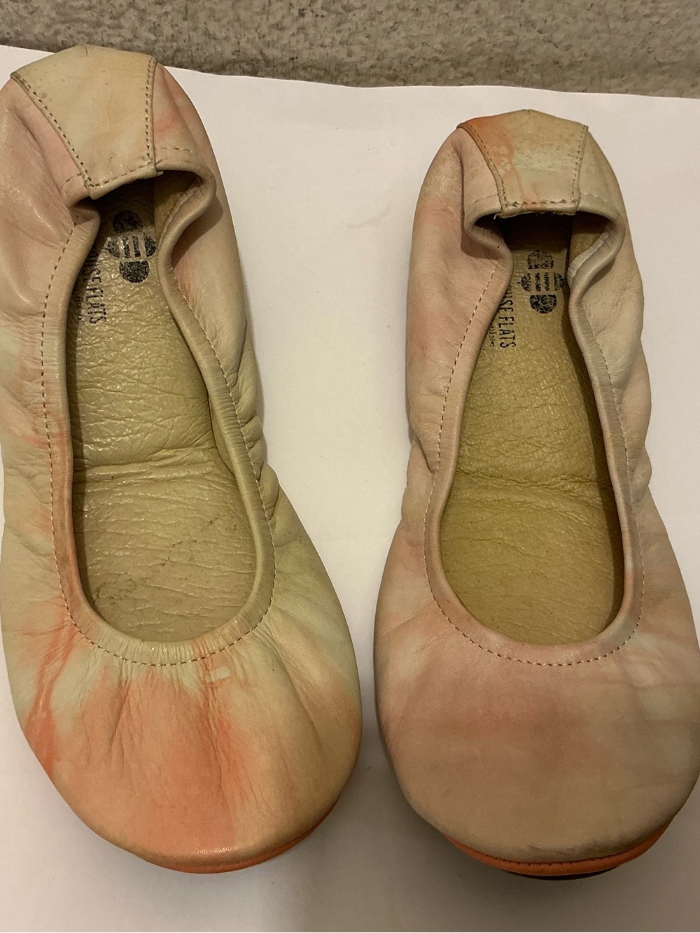 The storehouse flats Tie-Dye Peach Leather Ballet Flats - Classic Slip-On Style